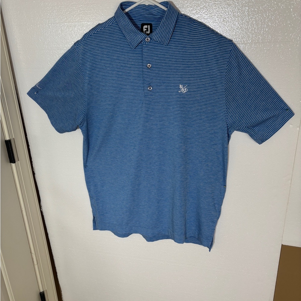 FootJoy Blue and White Striped Men’s Golf Polo Shirt Size Large